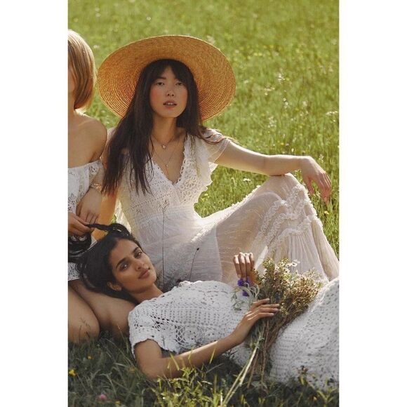 NWT FREE PEOPLE FP ONE BHLDN WATERLILY SAGE MAXI DRESS IN ALABASTER - Picture 2 of 10